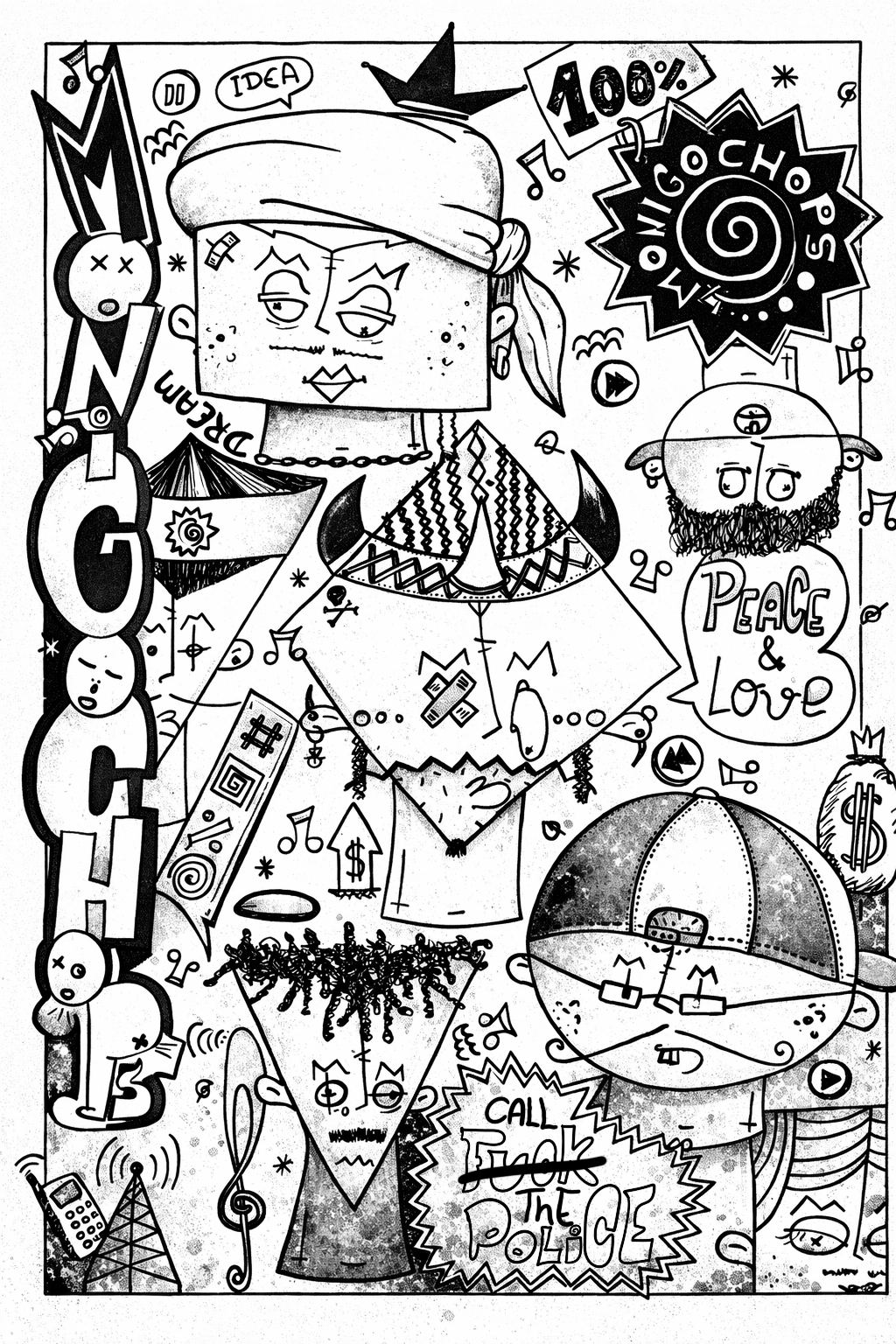 Diseño Call the police blanco y negro